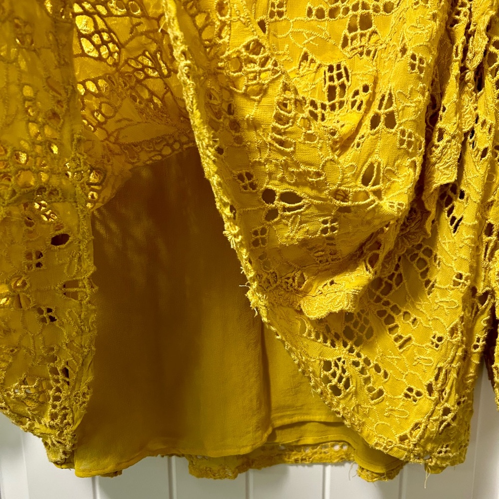 Anthropologie Yellow Lace Blouse - Picture 6 of 7